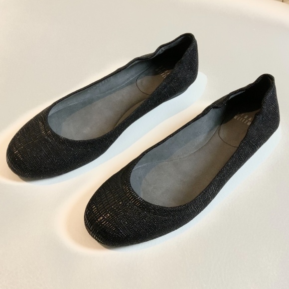 Stuart Weitzman Dotsnot Snake Black Suede Leather Ballet Flat Heel Shoe Pump 6.5 - Picture 8 of 15